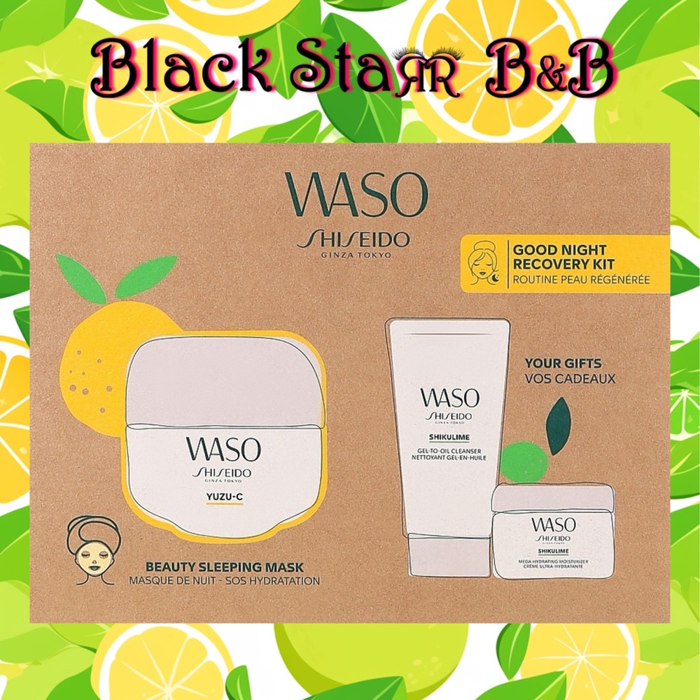 🍋 Shiseido Waso Good Night Recovery 3 Piece Gift Set NEW